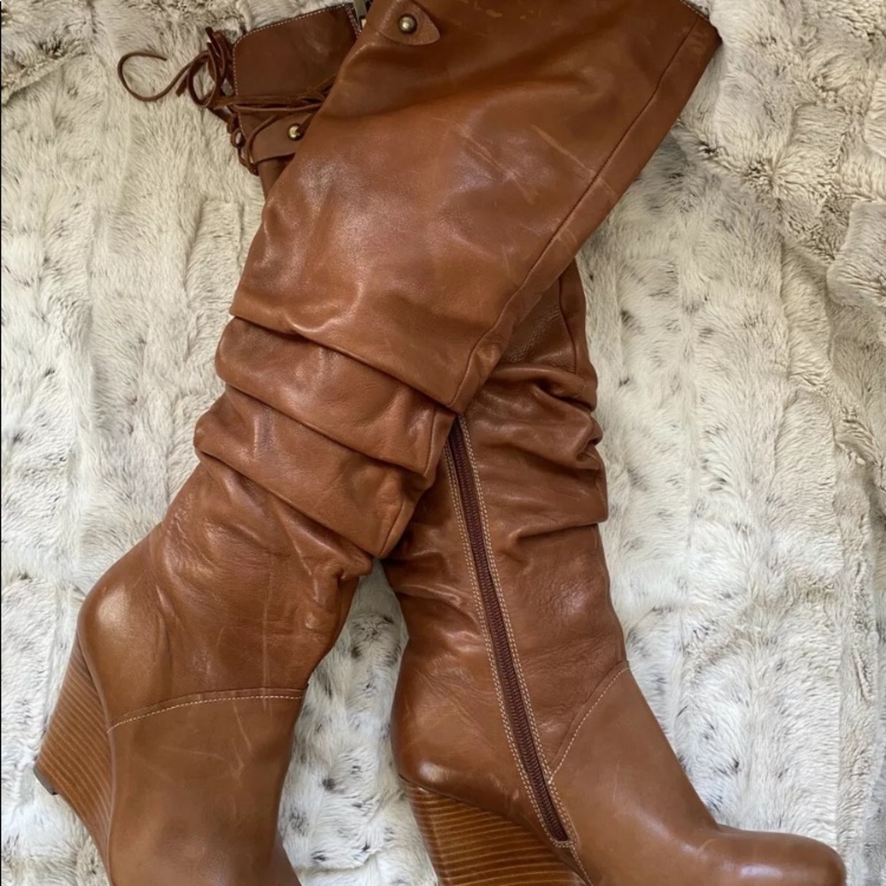 Boutique 9 Brown Leather Knee High  Boots Size 8.5